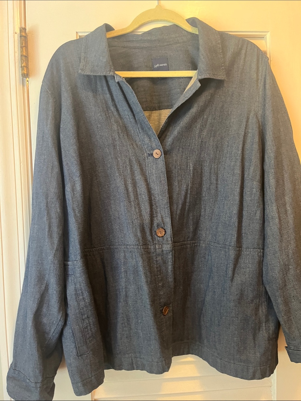 J. Jill Relaxed Denim-Style Denim Jacket in Medium Blue